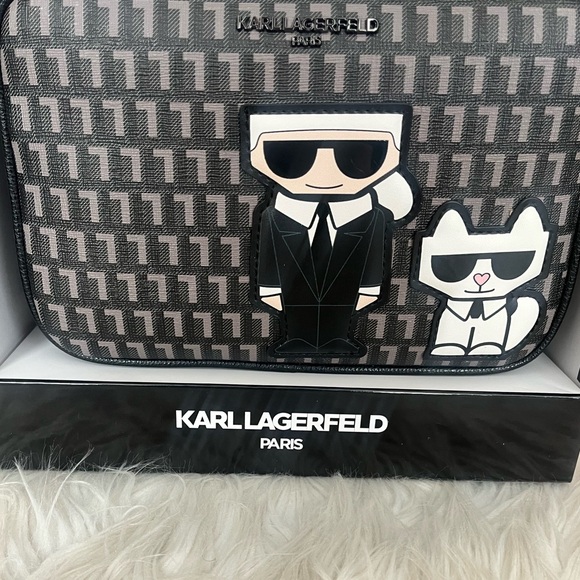 {Karl Lagerfeld} Double Zip Crossbody Camera Bag in Black/Grey - NWT - Picture 4 of 10